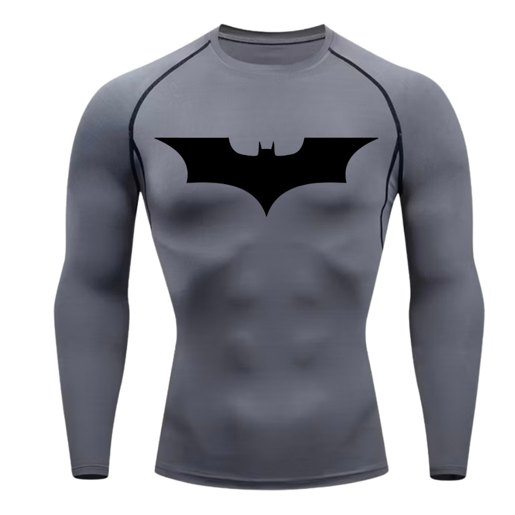 Camisa De Compressão BATMAN MANGA LONGA Treino Ginástica Camiseta