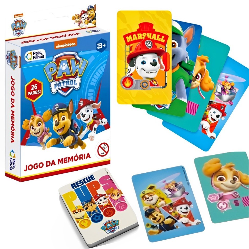 Jogo Patrulha Canina Educativo Para Crianças Jogo da Memória Paw Patrol ...