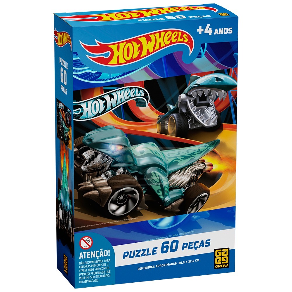 QuebraCabeça Puzzle Hot Wheels 60 peças Grow Shopee Brasil
