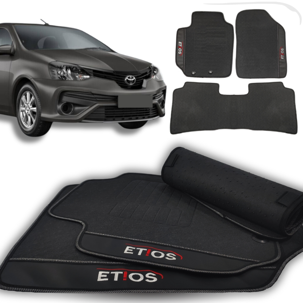 Tapete Emborrachado Etios Sedan 2010 em diante Personalizado Jogo Completo