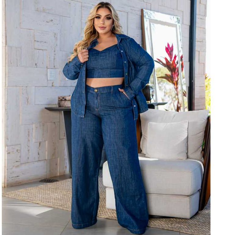 Blusa Jeans Look Camisa Jeans E Legging Camisa Xadrez Com Jaqueta