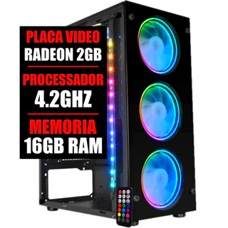 Pc Gamer Amd Cpu 4.2ghz / Placa Video Radeon 2gb / Ssd 480gb / 16g Ram / Gabinete RGB