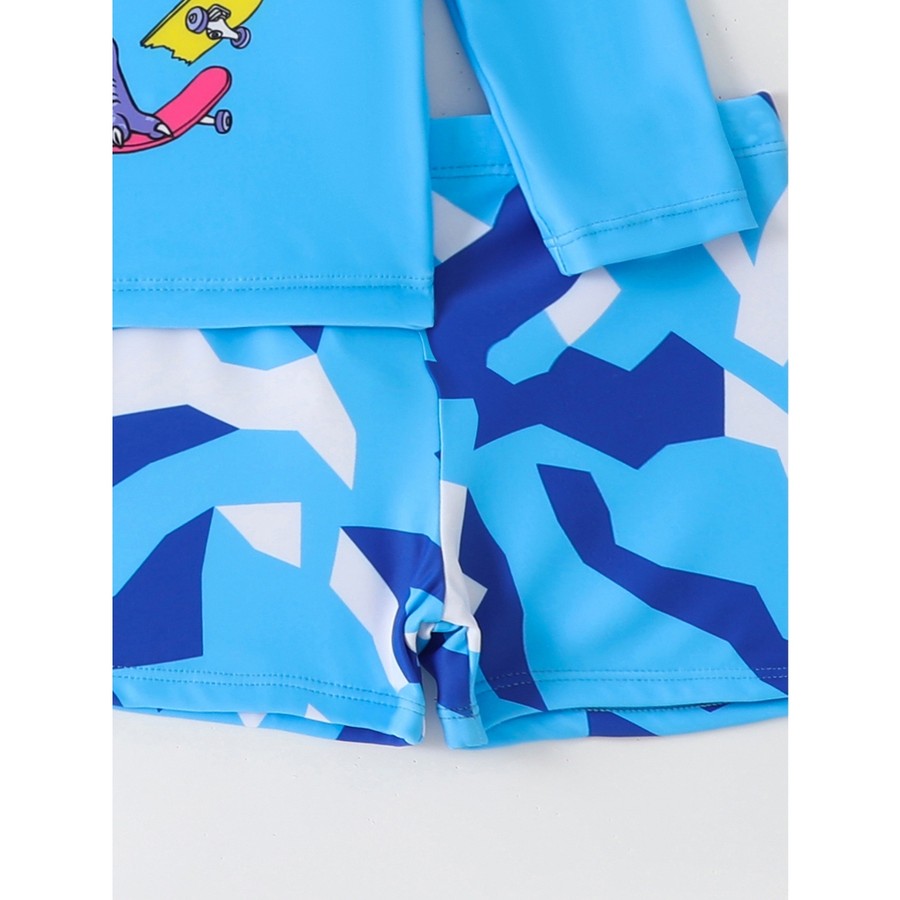 RWX VEST Conjunto de Praia Infantil Masculino de Dinossauro Skatista Estilo Radical para o Verão! 2024 - i3066