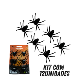 KIT ARANHA REALISTA HALLOWEEN ARANHA DE DECORAÇÃO KIT 12 ARANHAS PRETAS REALISTA