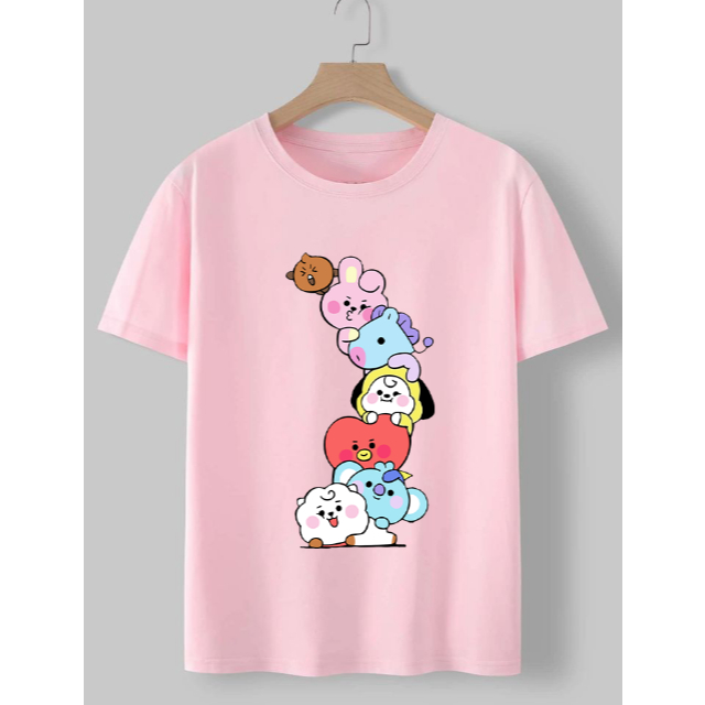 Camiseta Infantil K-pop Bts-Bt21-100% Algodão | Shopee Brasil