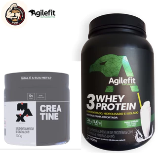 KIT WHEY PROTEIN 3W AGILEFIT GOURMET - POTE 900G + CREATINA MAX TITANIUM 100% PURA MONOHIDRATADA - POTE 100G