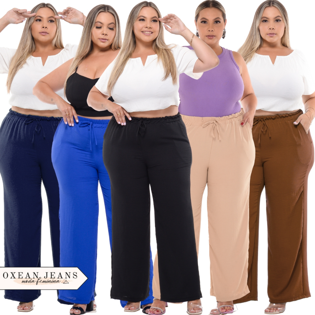 Duna CalÃ§a Tecido Plus Size Calça Pantalona Tecido Duna Plus Size