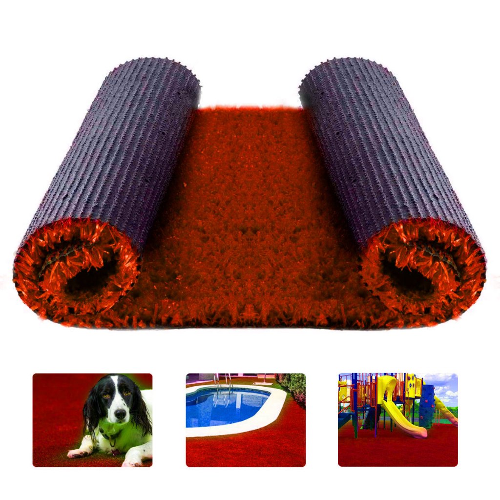 Grama Sintetica Softgrass Colors - Vermelho 12mm - 2x2.5m - 5m2 - Decortech