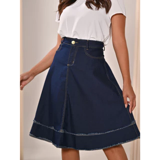 Saia Jeans Godê Amaciada Moda Evangélica Anagrom