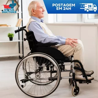 Cadeira de Rodas Básica Dobrável Em Aço Pneu Anti-Furo Até 100Kg Idoso Dellamed D100