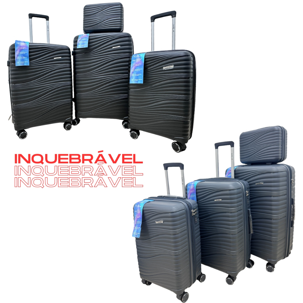 Mala PP de Bordo Inquebrável 23KG Aurel Pari Polipropileno Expansível 360° RESISTENTE PADRAO ANAC