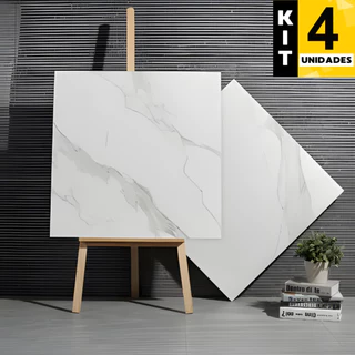 Kit 4 Placas Painel Piso Vinílico Adesivo Autocolante Mármore Lavável 30x30cm