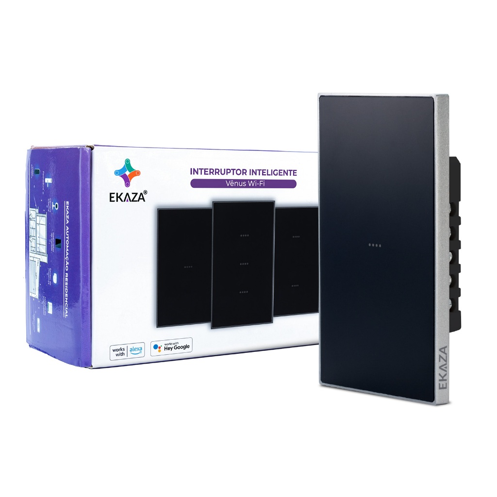 Interruptor Inteligente Wi-fi Touch Screen Automação Preto Bivolt Alexa | Google