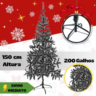 Árvore Natal Cor Nevada 150cm 200 Galhos Grande Pinheiro Natalino Pé de Ferro