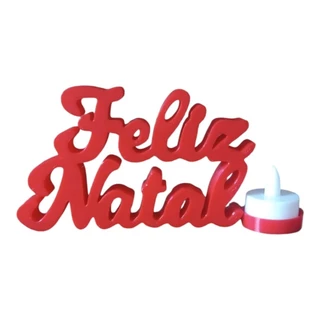 Enfeite de Natal Decoração Papai Noel com Luminaria de Vela Palavra de Mesa