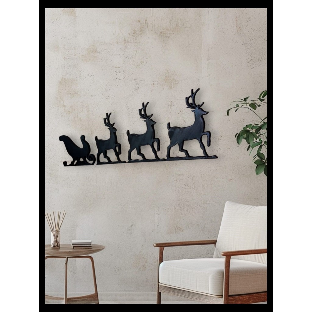 Decoração de Natal Porta Janela Parede Treno do Papai Noel e Suas Renas