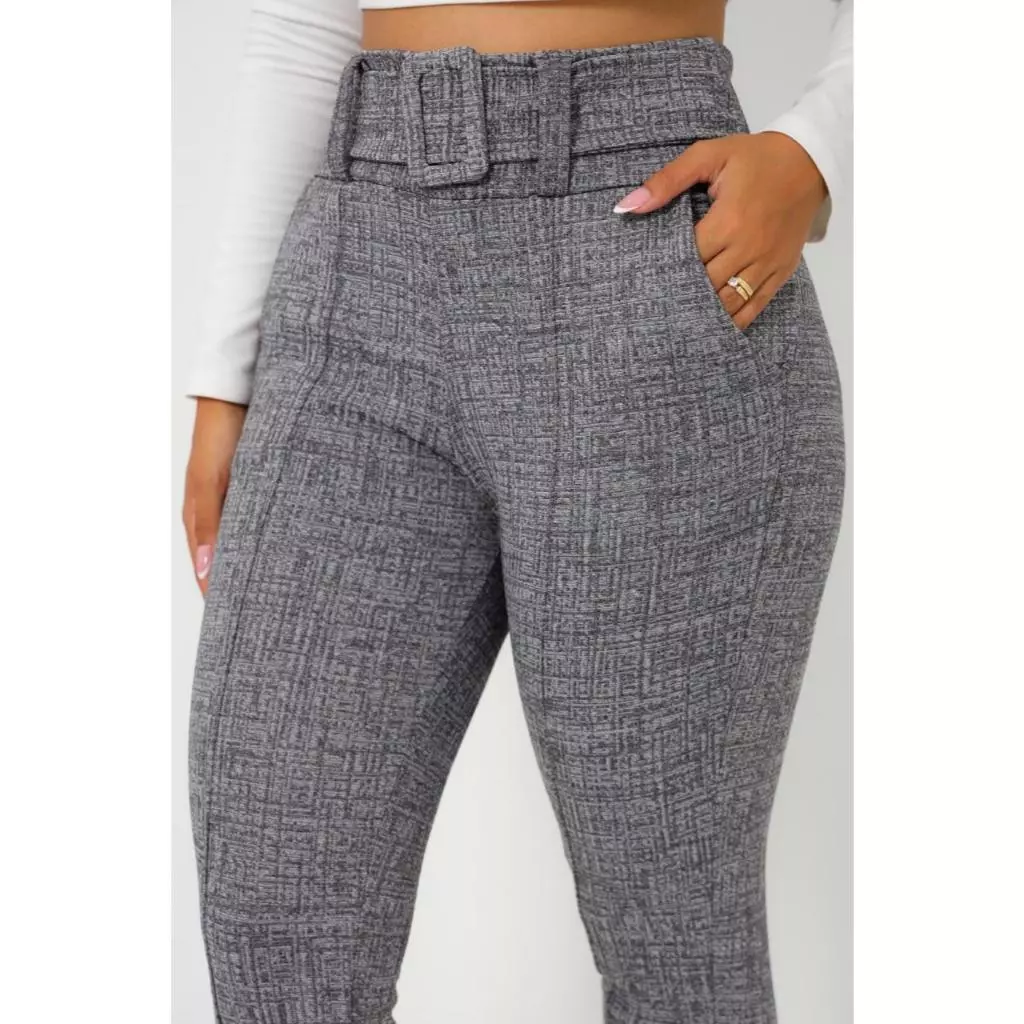 CALÇA leggings feminino JACQUARD mesclas tecido linho com cinto fixo com muito elastano