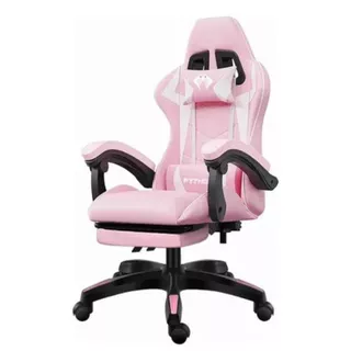 Cadeira Gamer Ergonômica Escritório Python Fly X12 Pro Cor Rosa/branco Material Couro Sintético