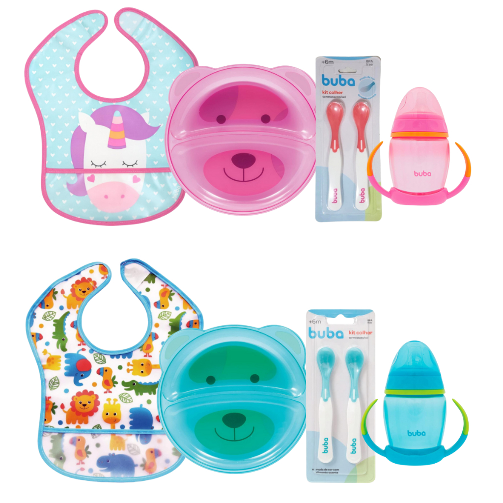 Kit Introdução Alimentar Buba Prato Copo Treinamento Colher Bebê ...