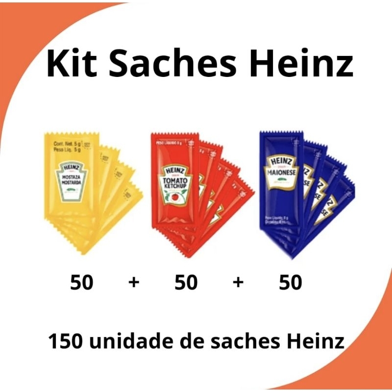 Kit 150 Saches Heinz - Ketchup Maionese Mostarda