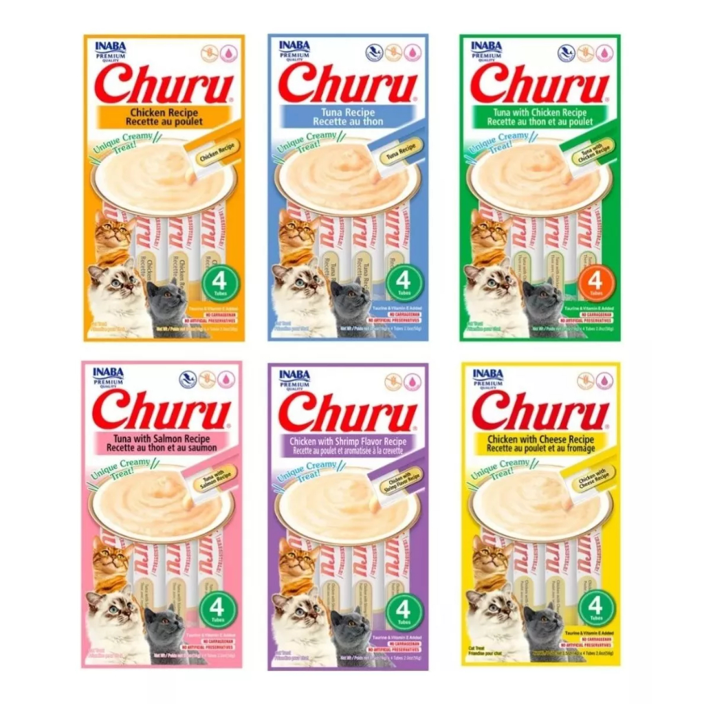 Churu Petisco Úmido Cremoso Para Gatos 14gx4 Tubos 56g Inaba | Shopee ...