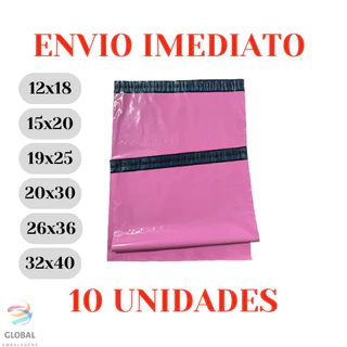 Kit 10 Unidades Envelope De Segurança ROSA com aba adesiva embalagem correio ecommerce