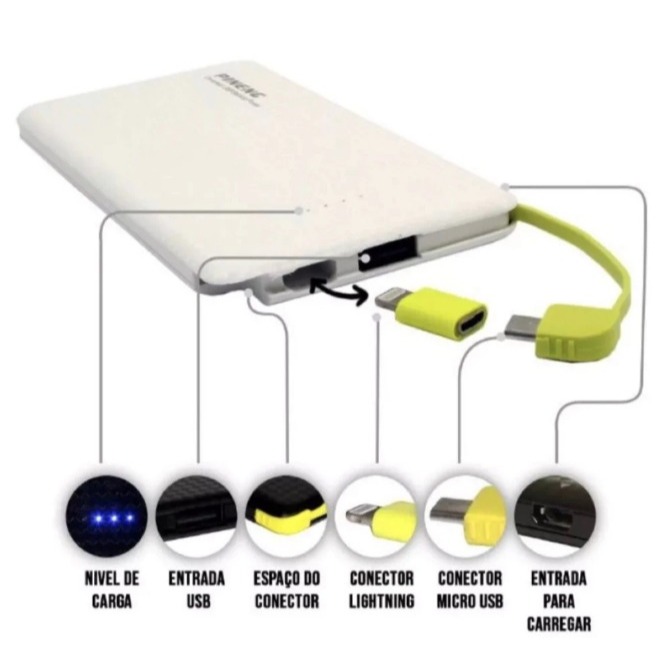 Carregador Portátil Pineng Power Bank 5.000mah com adaptador iPhone,V8 |  Shopee Brasil