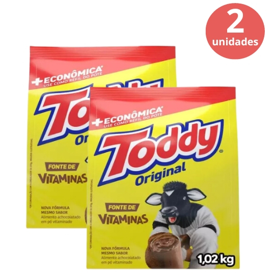 Kit 2x Achocolatado Em Pó Toddy Original Refil Pacote 1,020kg