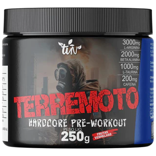 Pré Treino Terremoto 250g Com as composições L-Arginina,Beta Alanina, L-Taurina e Cafeína