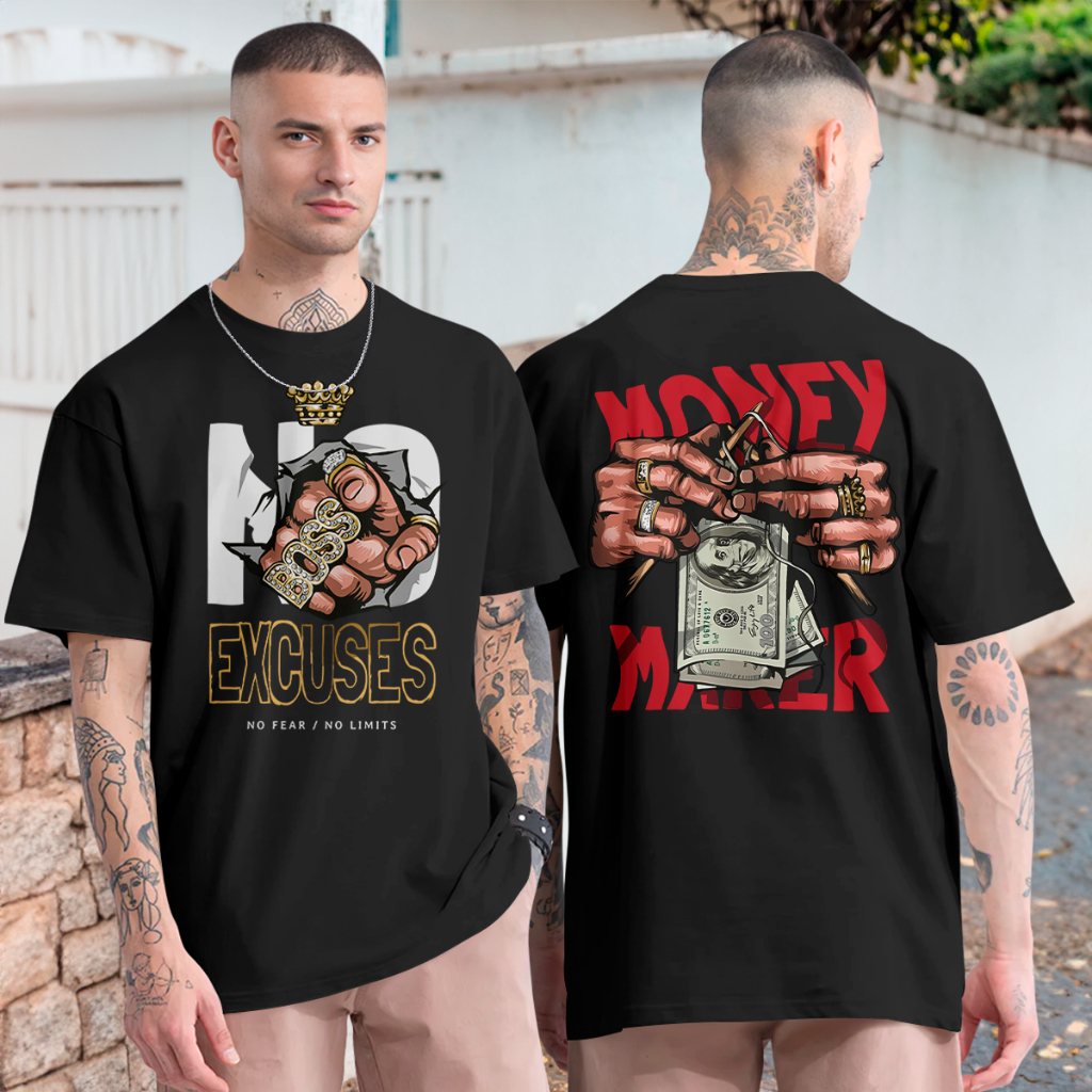 Camiseta Masculina Money No Excuses Camisa Casual Streetwear