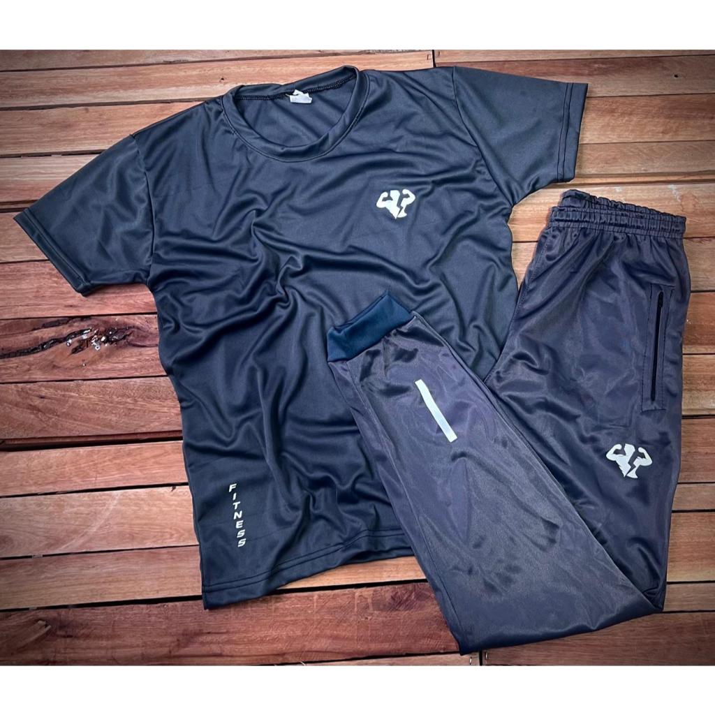 Conjunto Masculino Cinza Camiseta e Calça Jogger - Pronta Entrega - Envio Imediato - Academia Promoção!