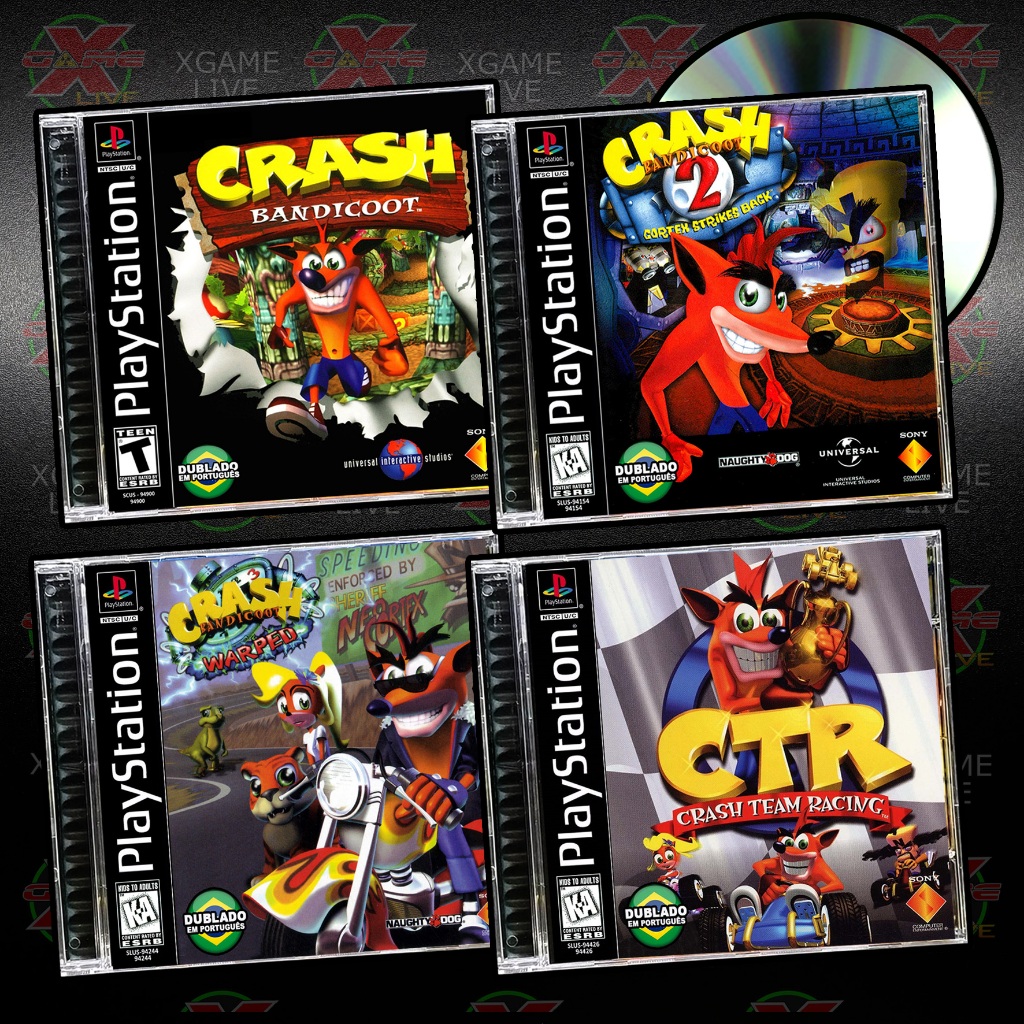 CD GAME - Crash 1 2 3 e Kart - Dublado - Repro PS1 / PSX By
