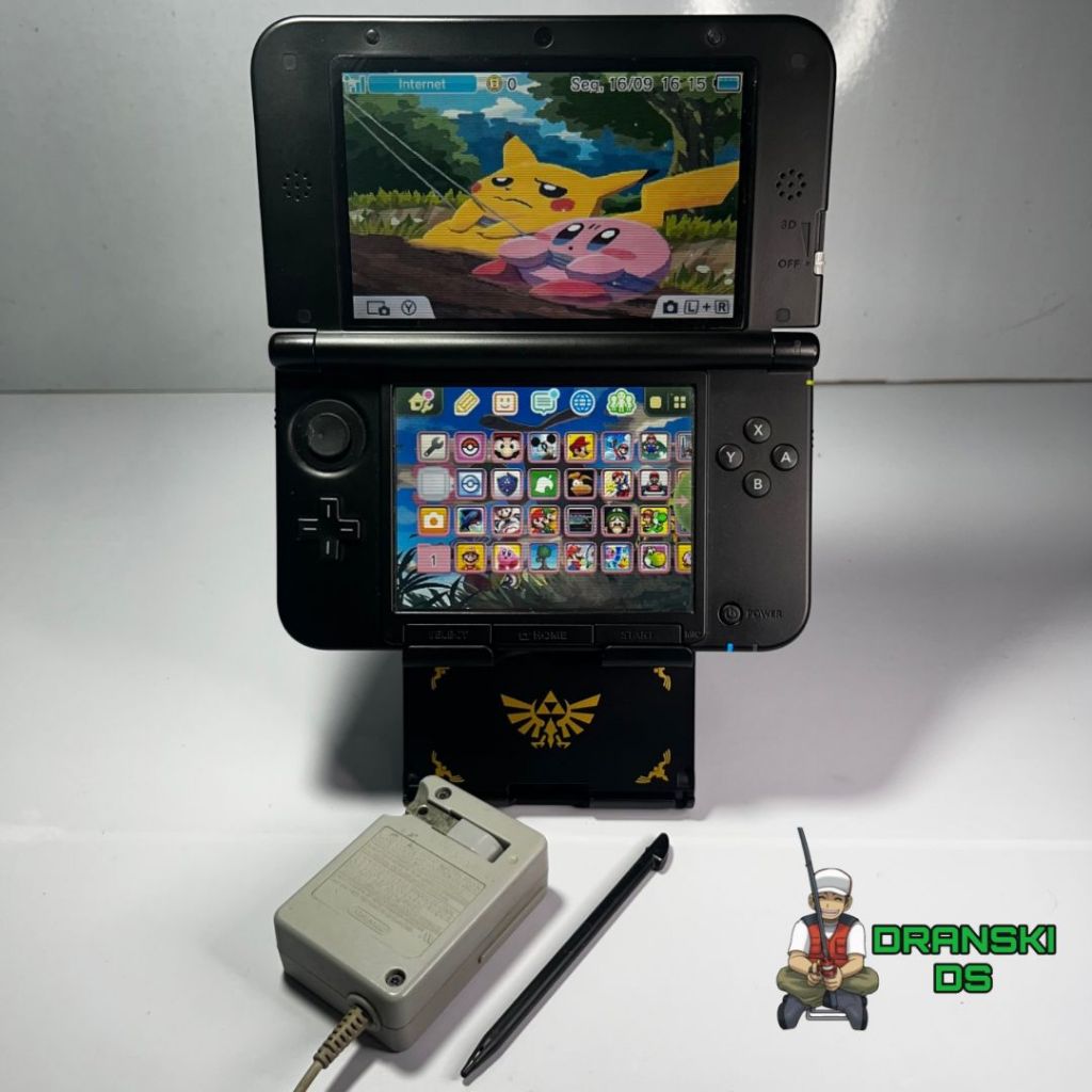 Nintendo 3DS XL Black + 8GB Com Jogos DS/3DS/Snes/Game boy (Leia
