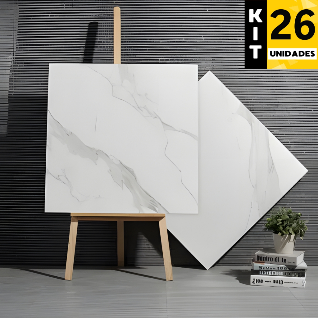 Kit 26 Placas Painel Piso Vinílico Adesivo Autocolante Mármore Lavável 30x30cm