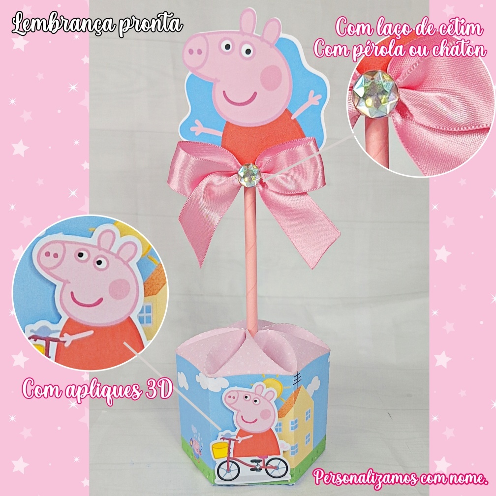 Kit 10 Centro de mesa Peppa pig personalizado | Lembrança para festa ...