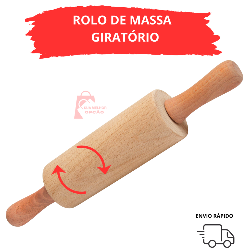 Rolo De Pau Para Massas Pão Profissional Confeitar E Abrir M