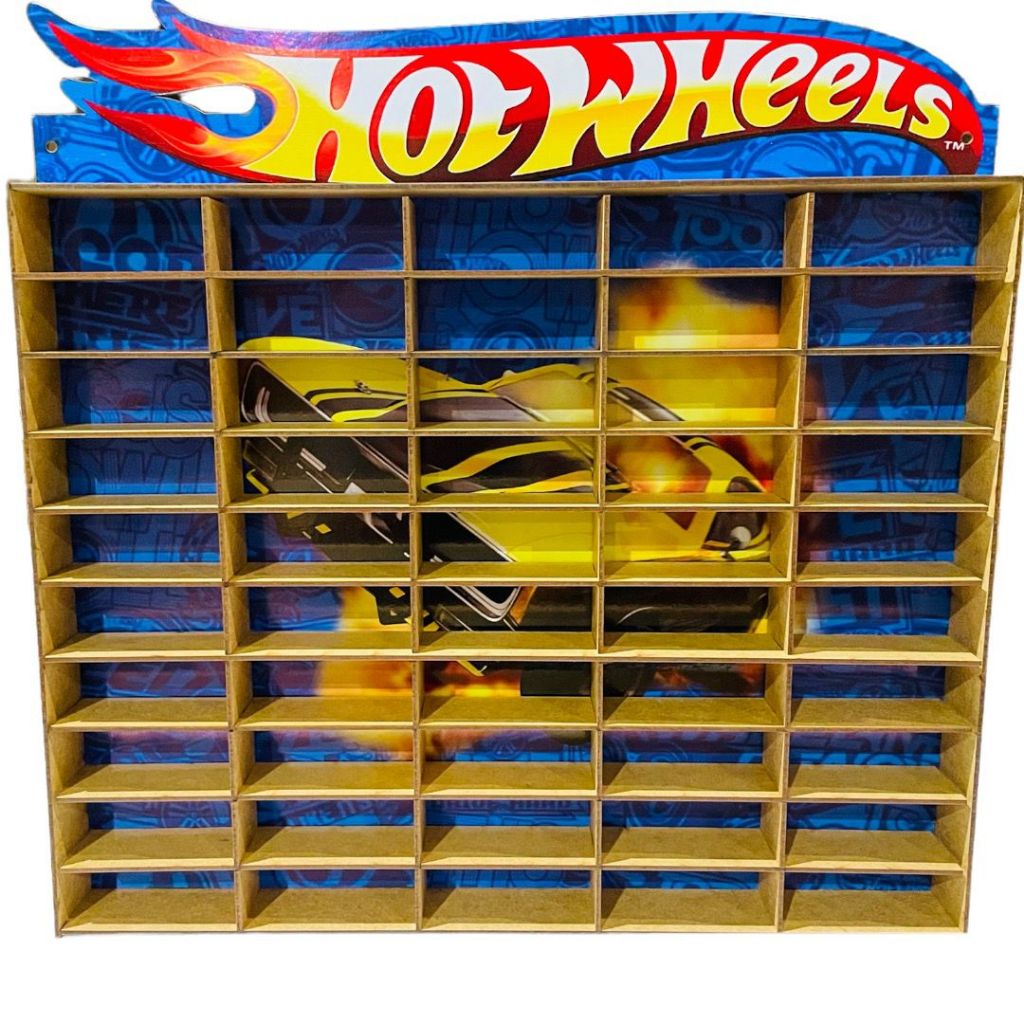 Porta Carrinhos Hot Wheels Expositor 50 Carrinhos Madeira Mdf ...