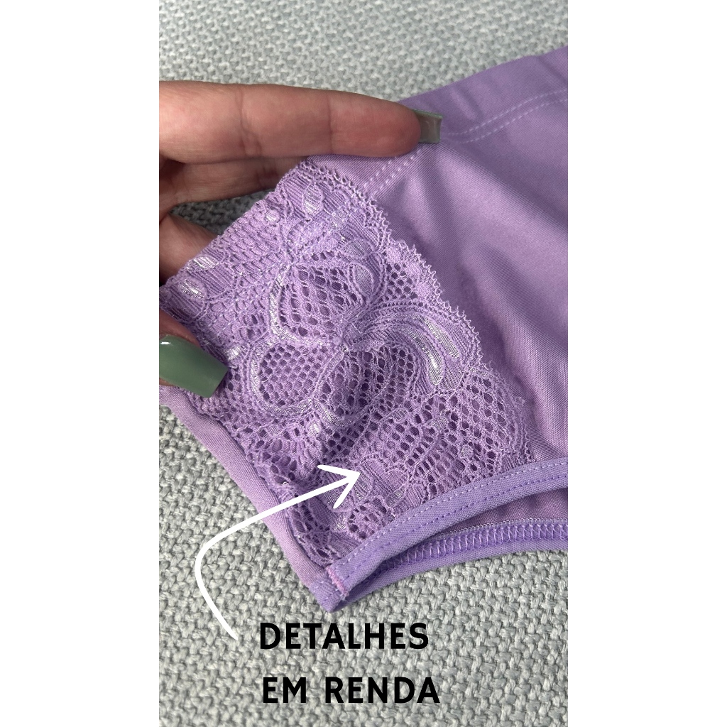 Kit Calcinhas Senhora Feminina Cal Ola Conforto Com Renda Refor Ada