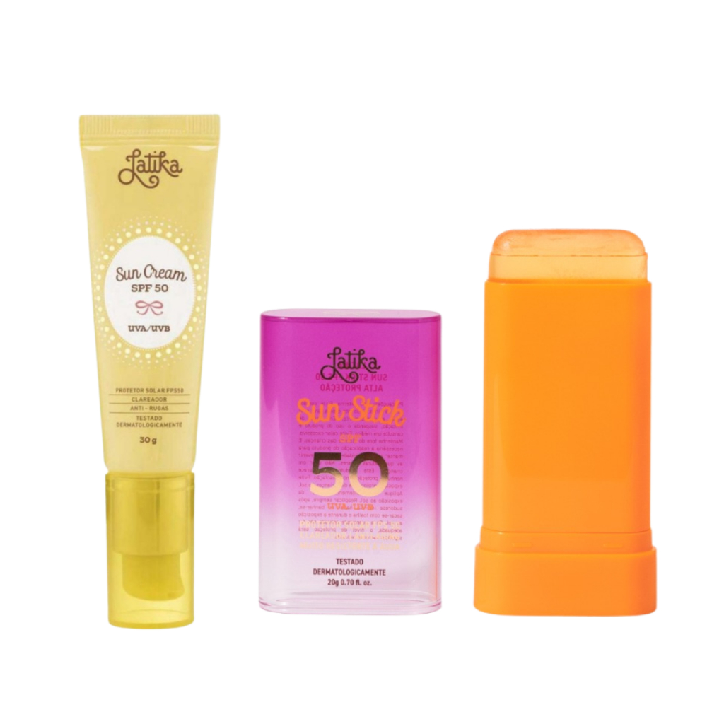 Kit protetor em bastão gel stick e protetor sun cream FPS 50 LATIKA