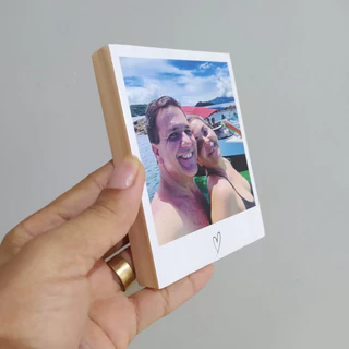 Kit Quadros de Mesa Com Sua Foto - 9x12CM Madeira Pinus