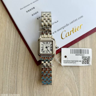Relógio Feminino Panthére Quadrado Fundo Branco Classico Prata Com caixa da Marca