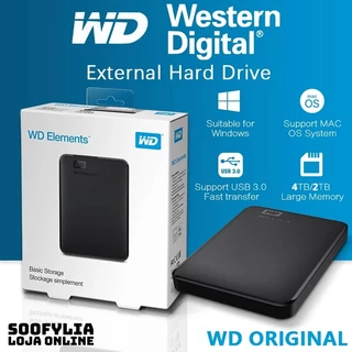 External Hard Drive WD Elements 2TB 4TB Disco Rígido Externo USB 3.0 HD Externo Adequado Para Laptops