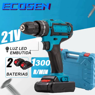 Parafusadeira 2 Baterias 21v Furadeira Maleta 28pcs azul 1300rpm