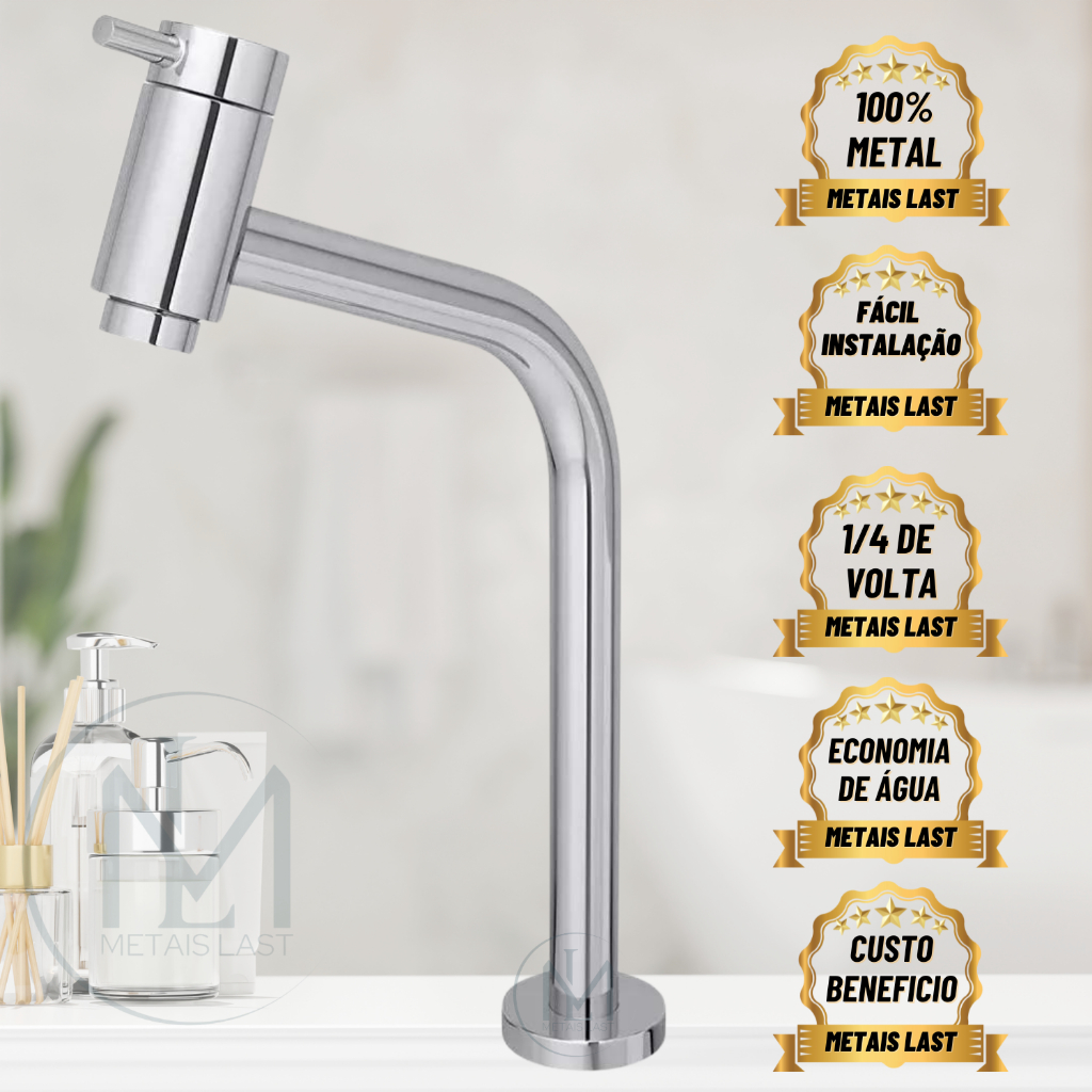 Torneira Lavatório Link Bica Media Para Banheiro Lavabo Metal Cromado