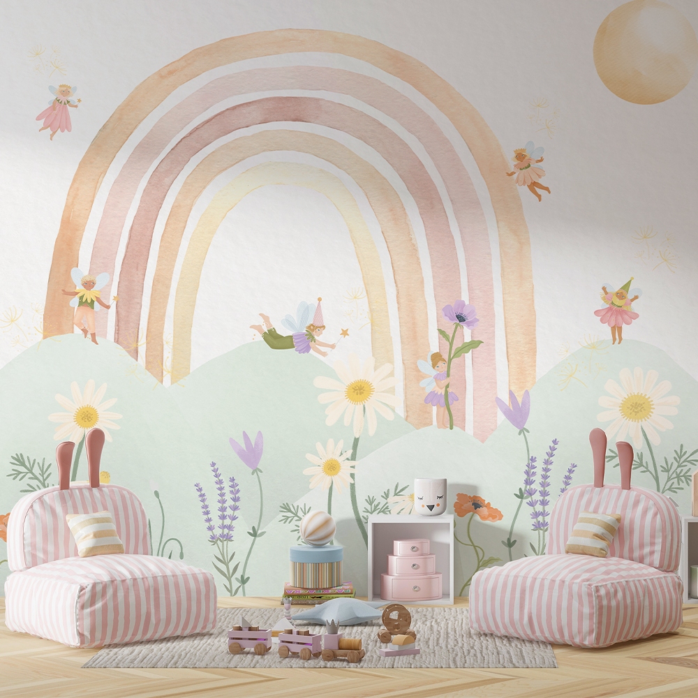 Papel de Parede Infantil Fadas e Arco-Íris – Magia e Encanto 🧚‍♀️