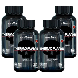 Kit 4x Termogênico Thermo Flame - 120 Tabletes cada - Black Skull