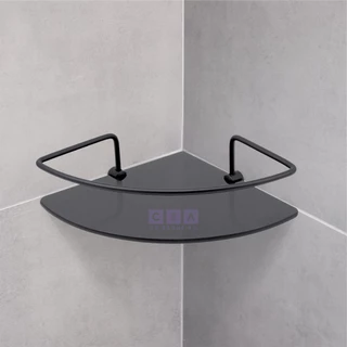 Nicho Porta Shampoo Para Banheiro Canto Preto com Vidro Fumê