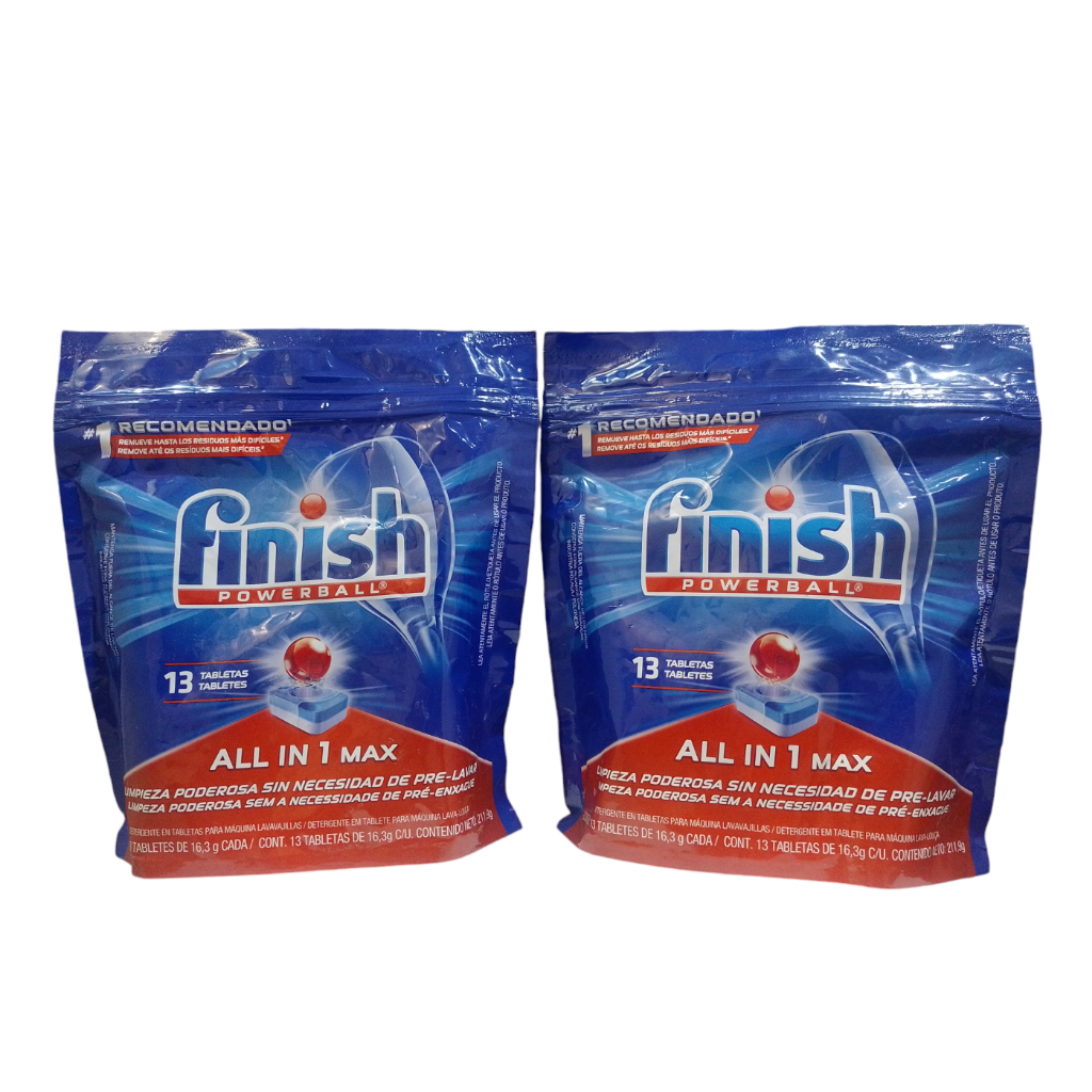 FINISH POWERBALL C/2 DETERGENTES LAVA LOUÇAS EM TABLETES 13 UNIDADES 16,3g-V:12/24