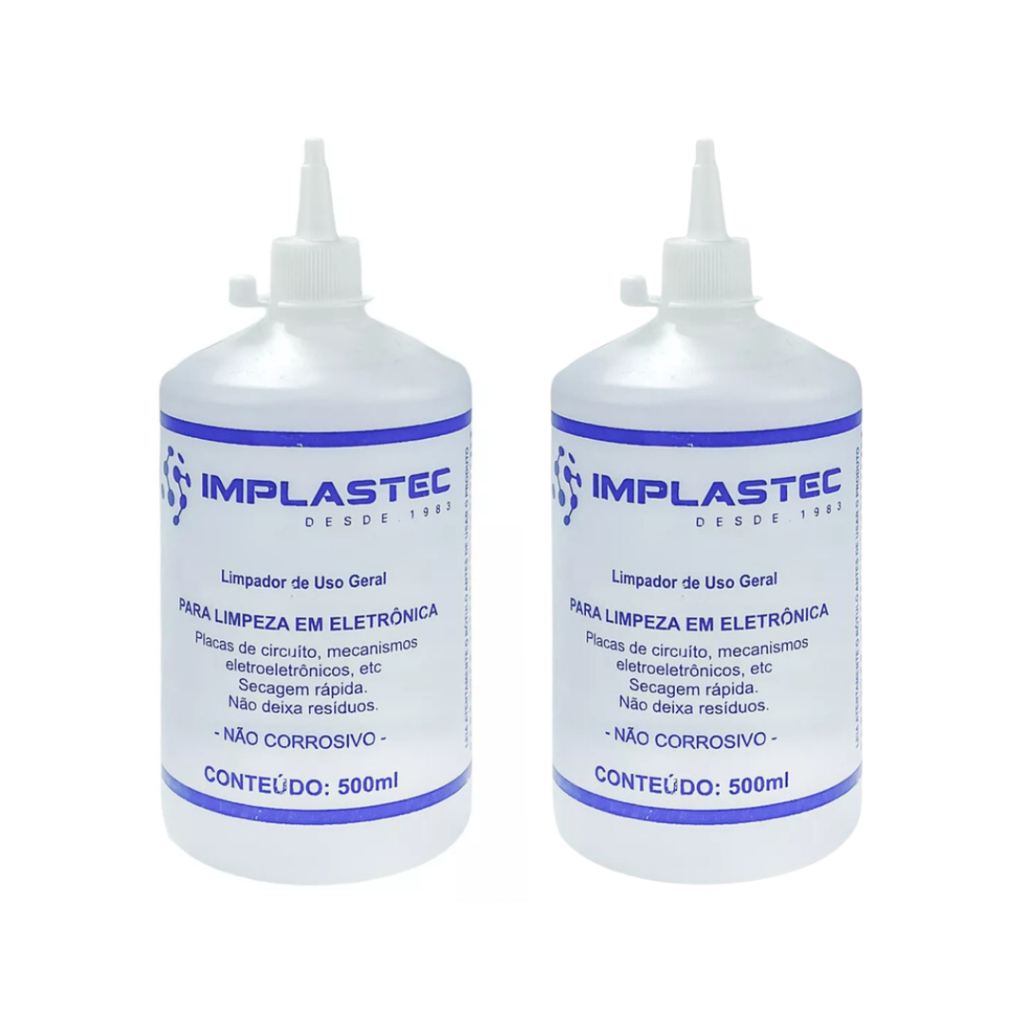 KIT 2 Cleaner Limpeza 99,8% Lava Placa Pci Bga Smd Reballing Circuito Eletrônico Manutenção Implastec