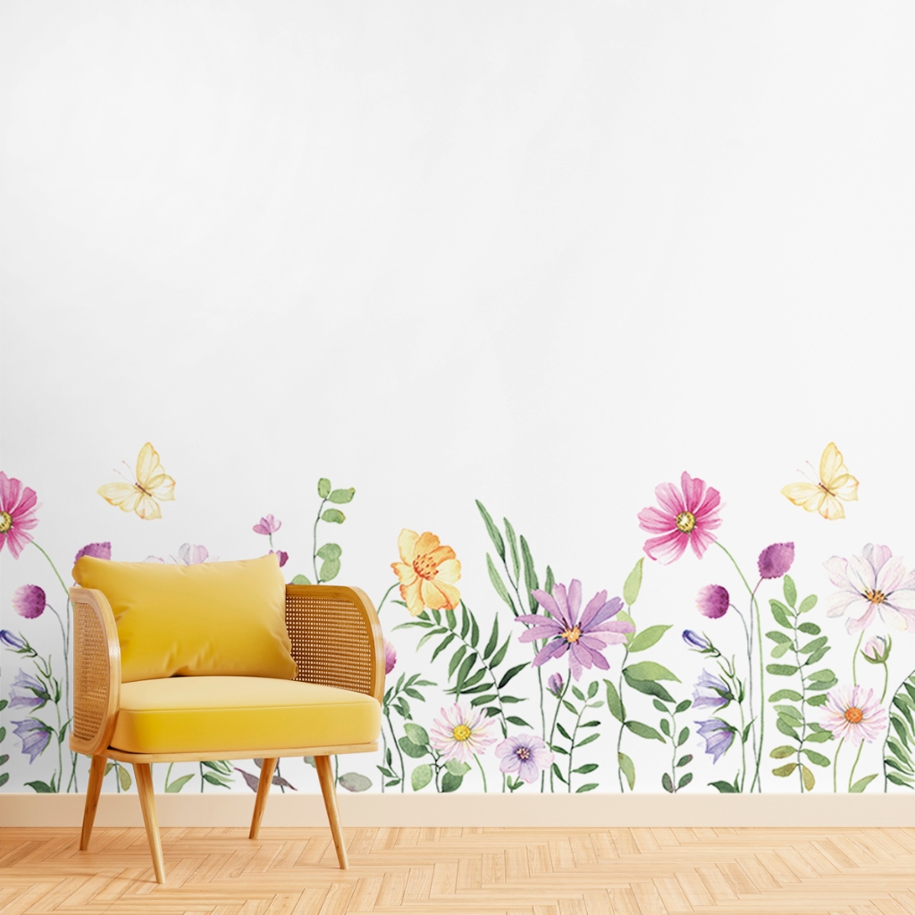 Papel de Parede Adesivo Floral Flores Coloridas | Shopee Brasil